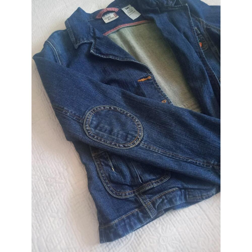 Women's Levi's Denim Jacket/Blazer with Embroidered Strawberry Size Large - Picture 6 of 10